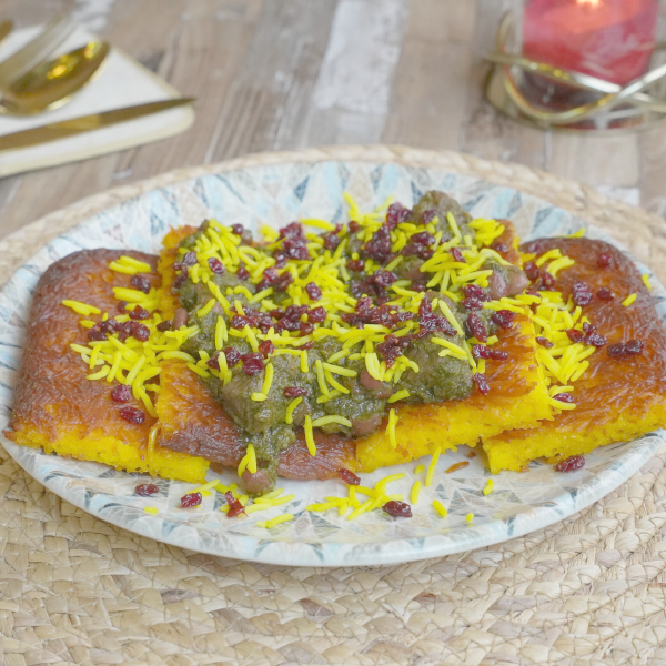 TAHCHIN WITH GHORMEH SABZI